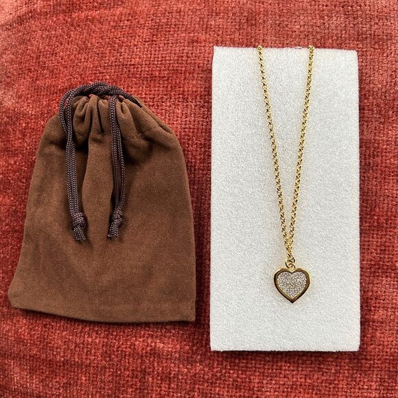 New HEART CZ Micro Pave Necklace Gold HW  ❤️ - Picture 2 of 7